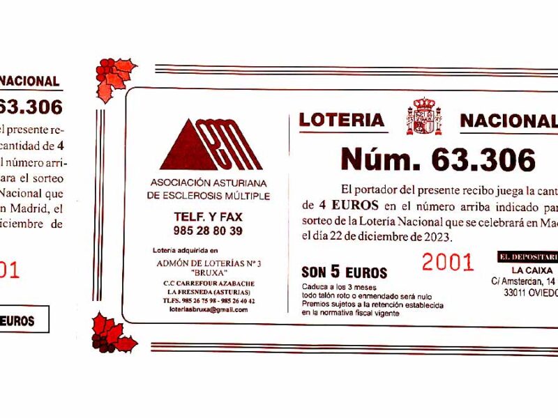 El número de la lotería de Navidad de AAEDEM es el 63.306